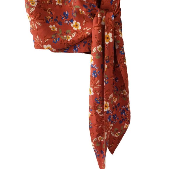 Asos ditsy floral short sleeve wrap blouse with side tie sz S - Picture 6 of 9